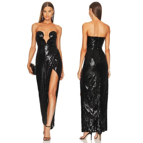 Michael Costello x REVOLVE Giselle Sequin Strapless Gown Formal Party Guest Sz S - Picture 1 of 15